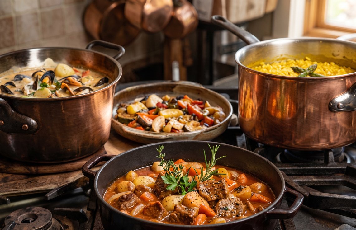 Pots of homemade food